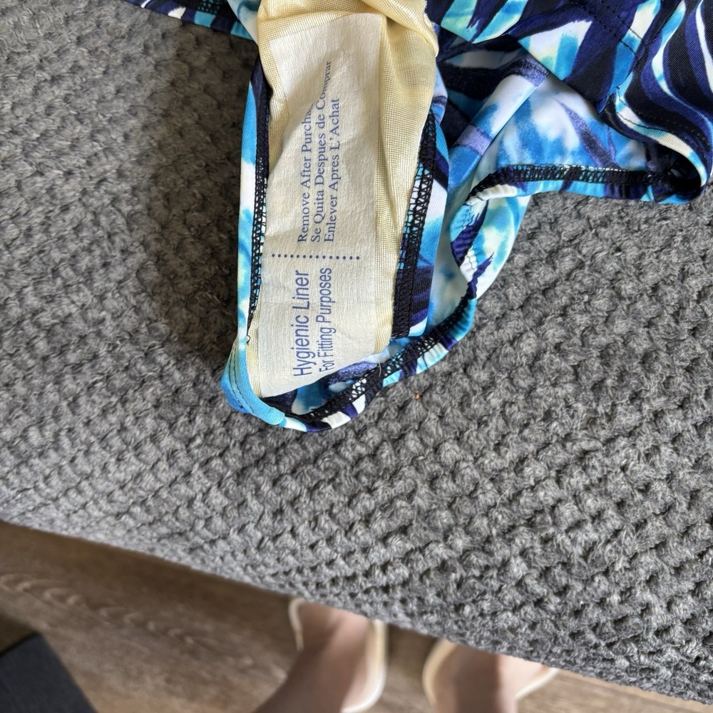 NWOT Ruby Ribbon Riviera Blue Tropical 1 Piece Swim Bathing Suit Size 12 Control - Picture 2 of 5